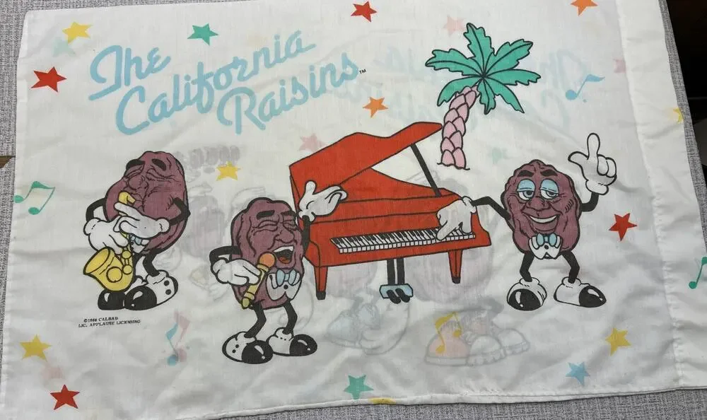 VTG One Applause 80s California Raisins Pillowcase Sham Multicolor 28